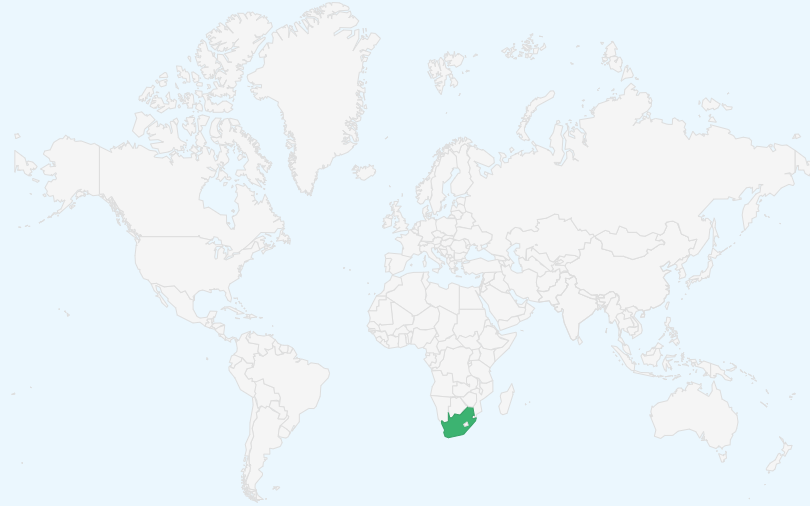南アフリカ共和国 の位置（世界地図）