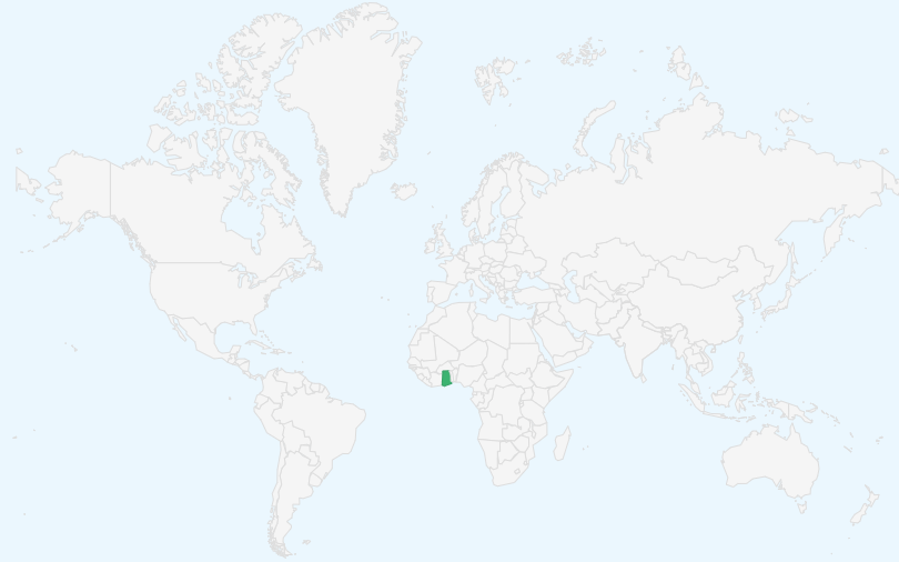 ガーナ共和国 の位置（世界地図）