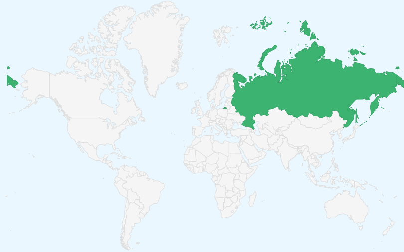 ロシア連邦 の位置（世界地図）