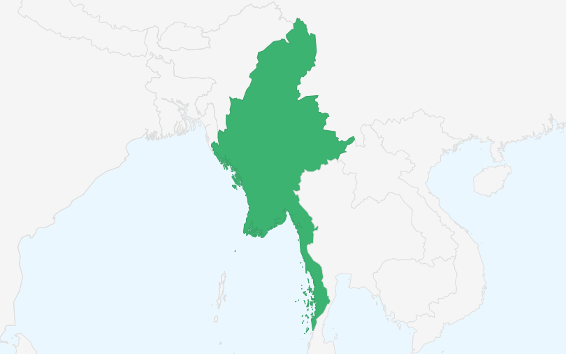 ミャンマー連邦共和国 の位置（拡大）