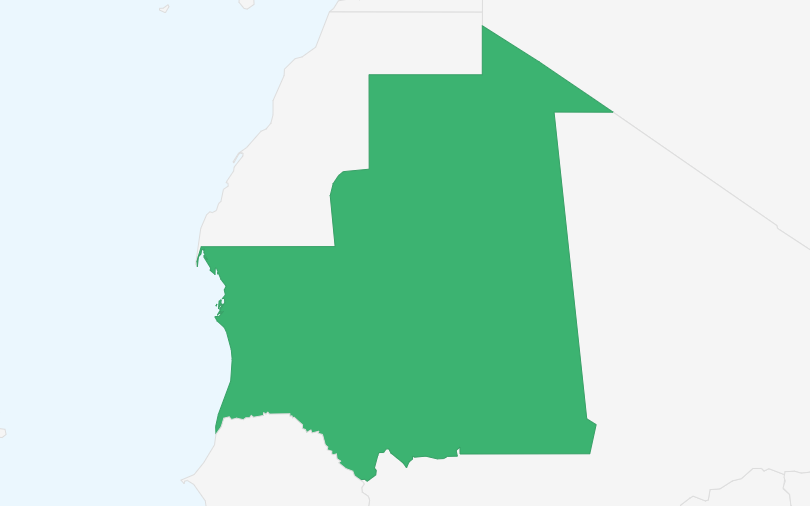 モーリタニア・イスラム共和国 の位置（拡大）