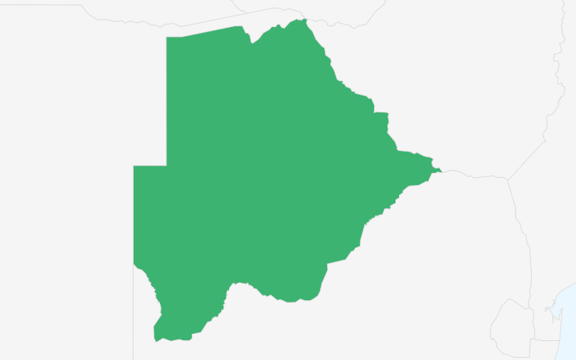 ボツワナ共和国 の位置（拡大）