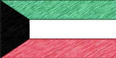 クウェート国の国旗イラスト（色鉛筆風の国旗イラスト）