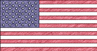アメリカ合衆国の国旗イラスト（色鉛筆風の国旗イラスト）