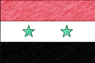 シリア・アラブ共和国の国旗イラスト（色鉛筆風の国旗イラスト）