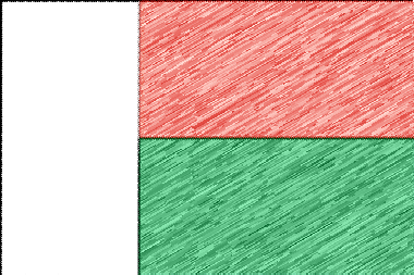 マダガスカル共和国の国旗イラスト（色鉛筆風の国旗イラスト）