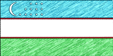 ウズベキスタン共和国の国旗イラスト - 色鉛筆風の国旗イラスト一覧｜世界の国サーチ