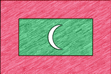 モルディブ共和国の国旗イラスト - 色鉛筆風の国旗イラスト一覧｜世界の国サーチ