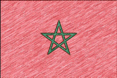 モロッコ王国の国旗イラスト（色鉛筆風の国旗イラスト）