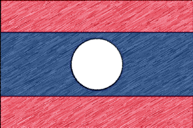 ラオス人民民主共和国の国旗イラスト（色鉛筆風の国旗イラスト）
