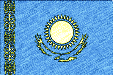 カザフスタン共和国の国旗イラスト - 色鉛筆風の国旗イラスト一覧｜世界の国サーチ