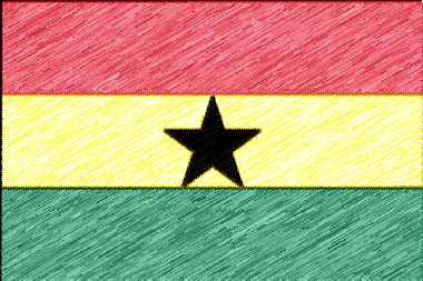 ガーナ共和国の国旗イラスト（色鉛筆風の国旗イラスト）
