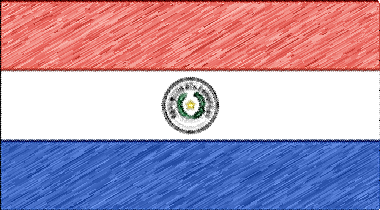 パラグアイ共和国の国旗イラスト（色鉛筆風の国旗イラスト）