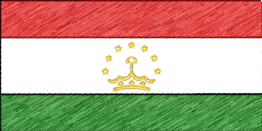 タジキスタン共和国の国旗イラスト（色鉛筆風の国旗イラスト）