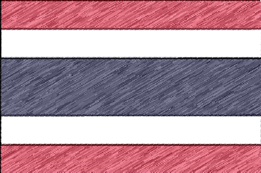 タイ王国の国旗イラスト（色鉛筆風の国旗イラスト）