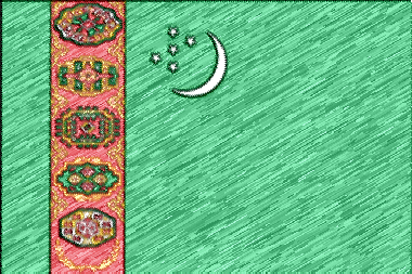 トルクメニスタンの国旗イラスト（色鉛筆風の国旗イラスト）