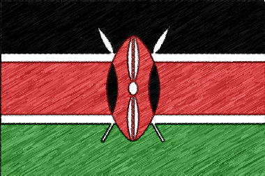 ケニア共和国の国旗イラスト（色鉛筆風の国旗イラスト）