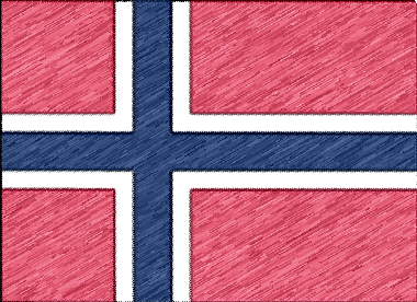 ノルウェー王国の国旗イラスト（色鉛筆風の国旗イラスト）