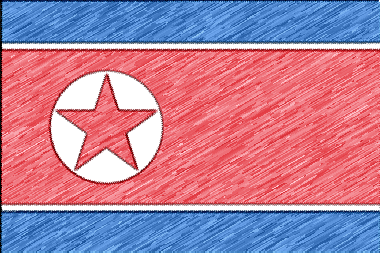 北朝鮮の国旗イラスト（色鉛筆風の国旗イラスト）