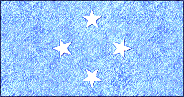 ミクロネシア連邦の国旗イラスト - ｺﾙｸﾎﾞｰﾄﾞ風の国旗イラスト一覧｜世界の国サーチ