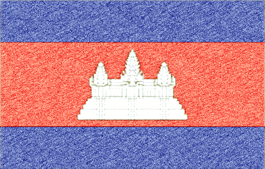 カンボジア王国の国旗イラスト（ｺﾙｸﾎﾞｰﾄﾞ風の国旗イラスト）