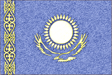 カザフスタン共和国の国旗イラスト - ｺﾙｸﾎﾞｰﾄﾞ風の国旗イラスト一覧｜世界の国サーチ