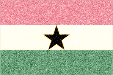 ガーナ共和国の国旗イラスト（ｺﾙｸﾎﾞｰﾄﾞ風の国旗イラスト）