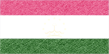 タジキスタン共和国の国旗イラスト（ｺﾙｸﾎﾞｰﾄﾞ風の国旗イラスト）