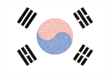 大韓民国の国旗イラスト - ｺﾙｸﾎﾞｰﾄﾞ風の国旗イラスト一覧｜世界の国サーチ