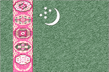 トルクメニスタンの国旗イラスト（ｺﾙｸﾎﾞｰﾄﾞ風の国旗イラスト）