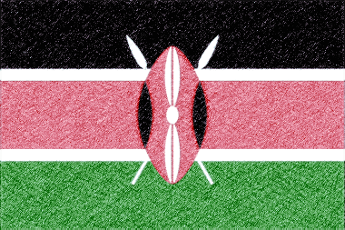 ケニア共和国の国旗イラスト（ｺﾙｸﾎﾞｰﾄﾞ風の国旗イラスト）
