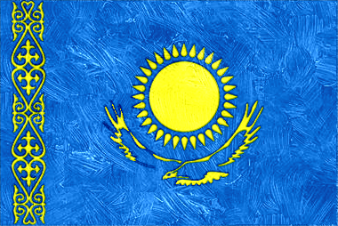 カザフスタン共和国の国旗イラスト - 油絵風の国旗イラスト一覧｜世界の国サーチ