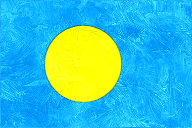パラオ共和国の国旗イラスト（油絵風の国旗イラスト）