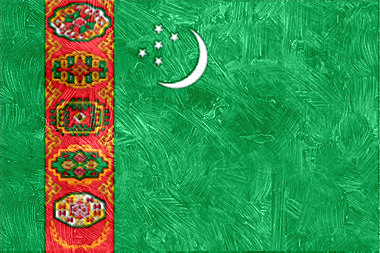 トルクメニスタンの国旗イラスト（油絵風の国旗イラスト）