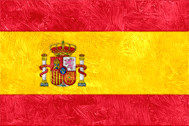 スペイン王国の国旗イラスト（油絵風の国旗イラスト）