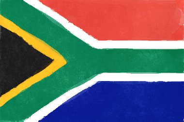 南アフリカ共和国の国旗イラスト（水彩画風の国旗イラスト）