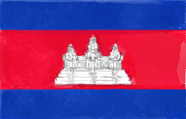 カンボジア王国の国旗イラスト（水彩画風の国旗イラスト）