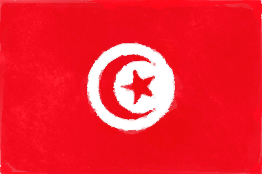 チュニジア共和国の国旗イラスト（水彩画風の国旗イラスト）