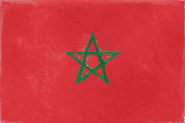 モロッコ王国の国旗イラスト（水彩画風の国旗イラスト）