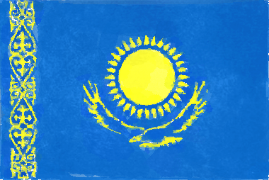 カザフスタン共和国の国旗イラスト - 水彩画風の国旗イラスト一覧｜世界の国サーチ