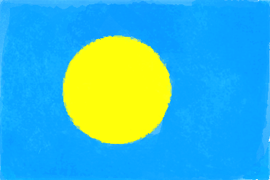 パラオ共和国の国旗イラスト（水彩画風の国旗イラスト）
