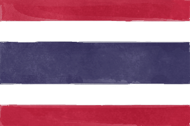 タイ王国の国旗イラスト（水彩画風の国旗イラスト）
