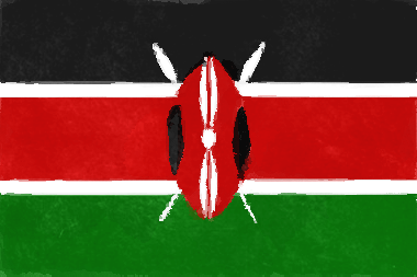 ケニア共和国の国旗イラスト（水彩画風の国旗イラスト）
