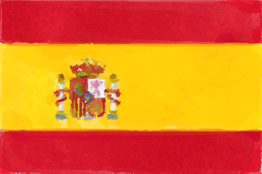 スペイン王国の国旗イラスト（水彩画風の国旗イラスト）