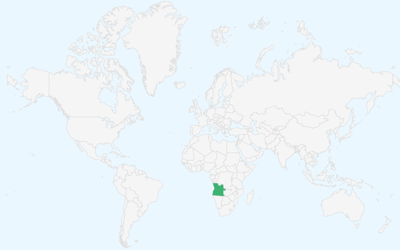 アンゴラ共和国 の位置（世界地図）