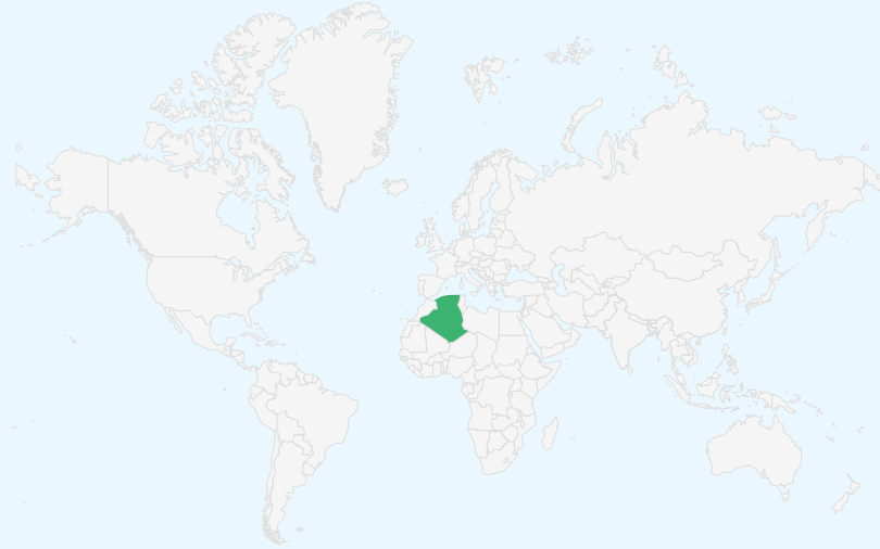 アルジェリア民主人民共和国 の位置（世界地図）