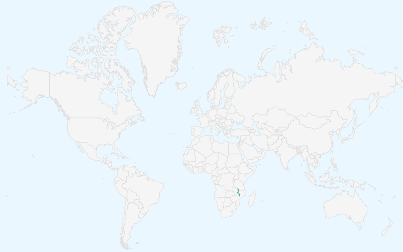マラウイ共和国 の位置（世界地図）