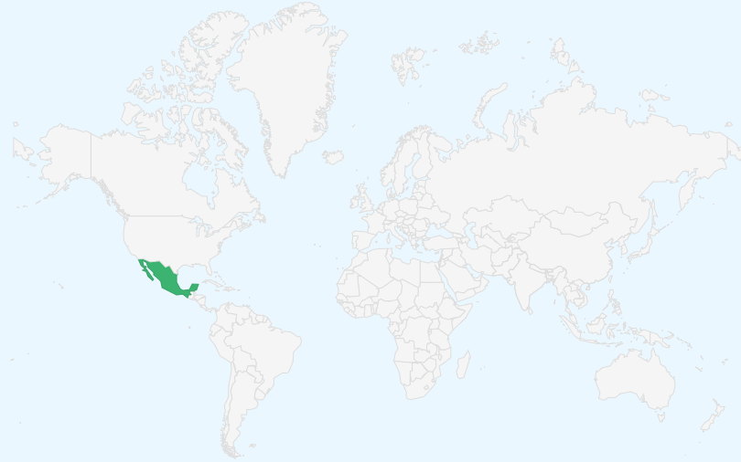 メキシコ合衆国 の位置（世界地図）
