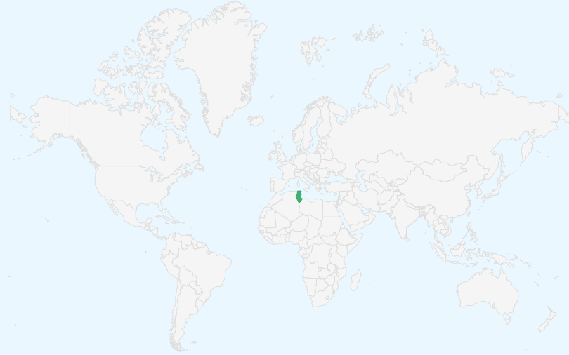 チュニジア共和国 の位置（世界地図）