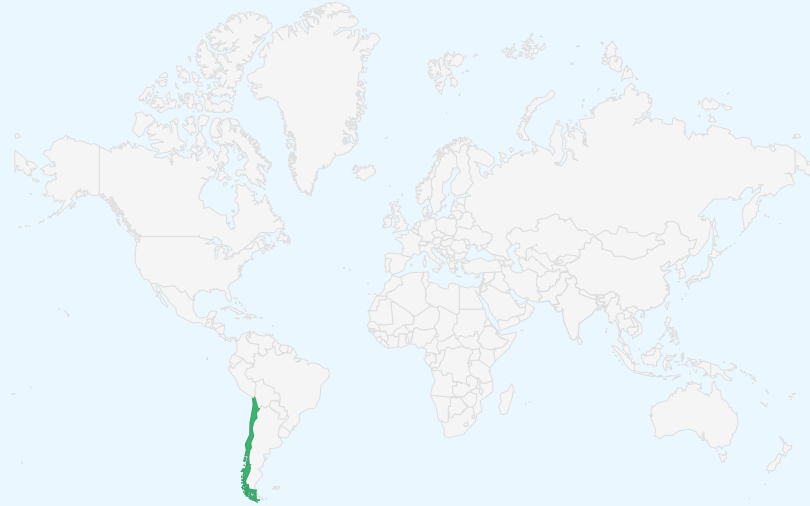チリ共和国 の位置（世界地図）